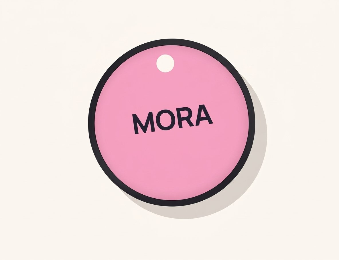 Chapita personalizada rosa con el nombre MORA